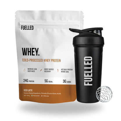 FUELLED Whey Protein Powder Concentrate & Isolate with 24 g Protein, 5 g BCAA (1 kg, 30 Servings) Lab Tested (Mango Ice Cream)
