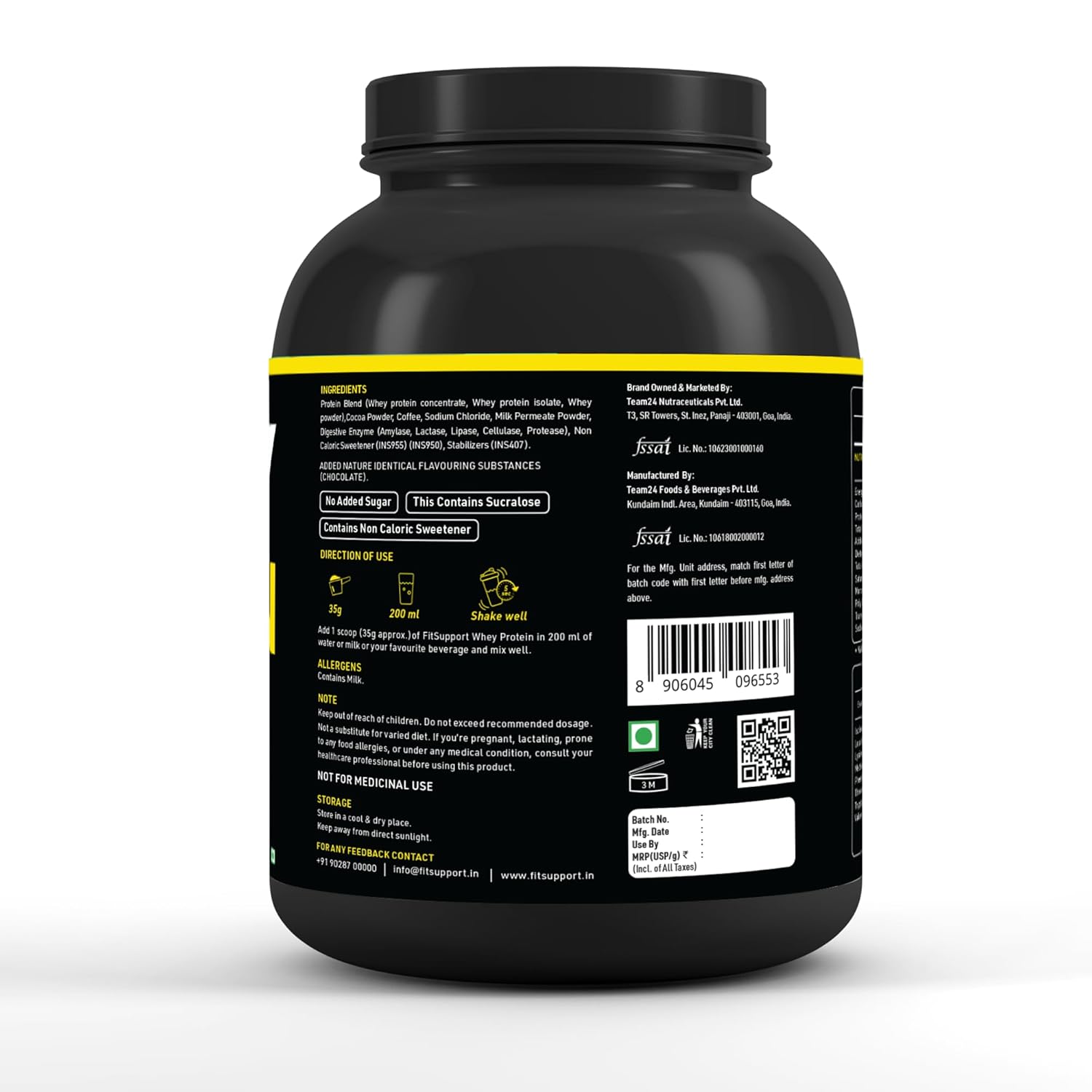 FITSUPPORT Premium Whey Protein Powder | High-Protein, Low-Sugar, Smooth & Creamy | Instant Coffee Mix with Real Cocoa, Smooth & Indulgent Flavor (2Kg, Chocolate Mocha)