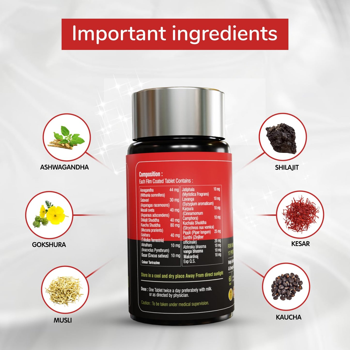 Horse Fire Tablets for Men| Ayurvedic Medicine - For Stamina, Muscle Growth, Immunity & Overall Wellbeing Pack of 2 (60 Tab + 60 Tab)