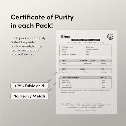 Man Matters Pure Himalayan Shilajit/Shilajeet Gummies Advanced With 75% Fulvic Acid, Ksm 66 Ashwagandha & Black Pepper | Boosts Stamina & Improves Energy Levels | No Added Sugar | Pack Of 60