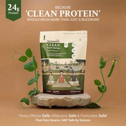 TrueBasics Clean Plant Protein Powder Pea Protein Isolate (Chocolate, 1kg) | 24g Protein per Scoop