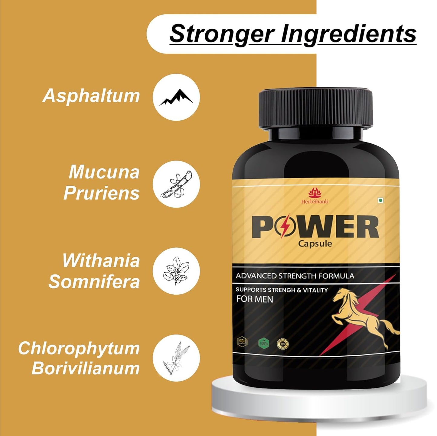 Hours Power Capsule for Men with Ling Mota Lamba Massage Oil | Testosterone Booster Ayurvedic Shilajit Pens Tablets for Long Time Stamina Like Horse (60 Cap & 30ML)