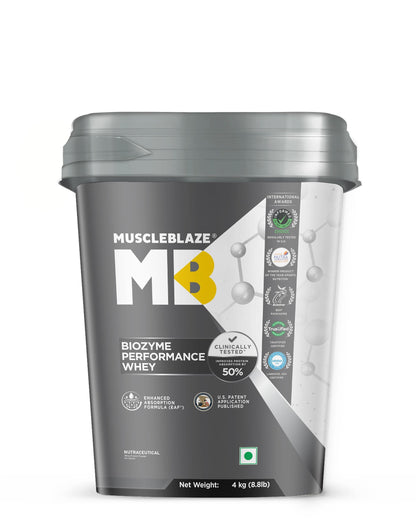 MuscleBlaze Biozyme Performance Whey Protein Powder, Rich Chocolate (1kg / 2.2lbs) | 25g Protein Per Scoop | Clinically Tested 50% Higher Protein Absorption