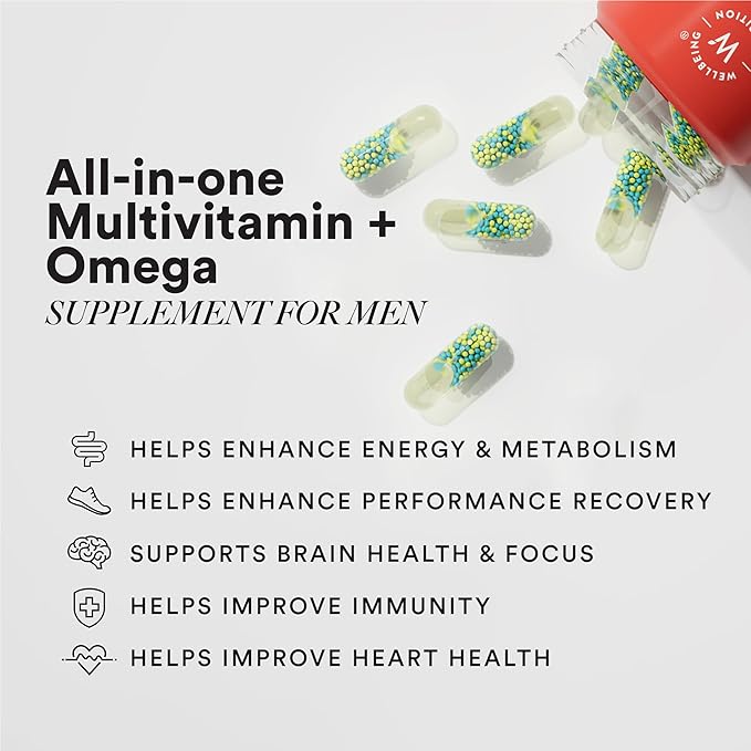 Wellbeing Nutrition Slow Multivitamin + Omega 3 for Men – 60 Veg Caps