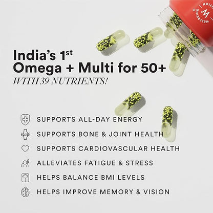 Wellbeing Nutrition Slow Multivitamin + Omega 3 (50+) – 60 Veg Caps