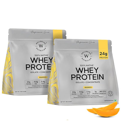 Wellbeing Nutrition Whey Protein Isolate & Concentrate – Mango, 1kg