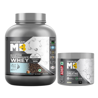 MuscleBlaze Biozyme Performance Whey Protein Powder, Chocolate Hazelnut (2kg / 4.4lbs) | 25g Protein Per Scoop | Clinically Tested 50% Higher Protein Absorption