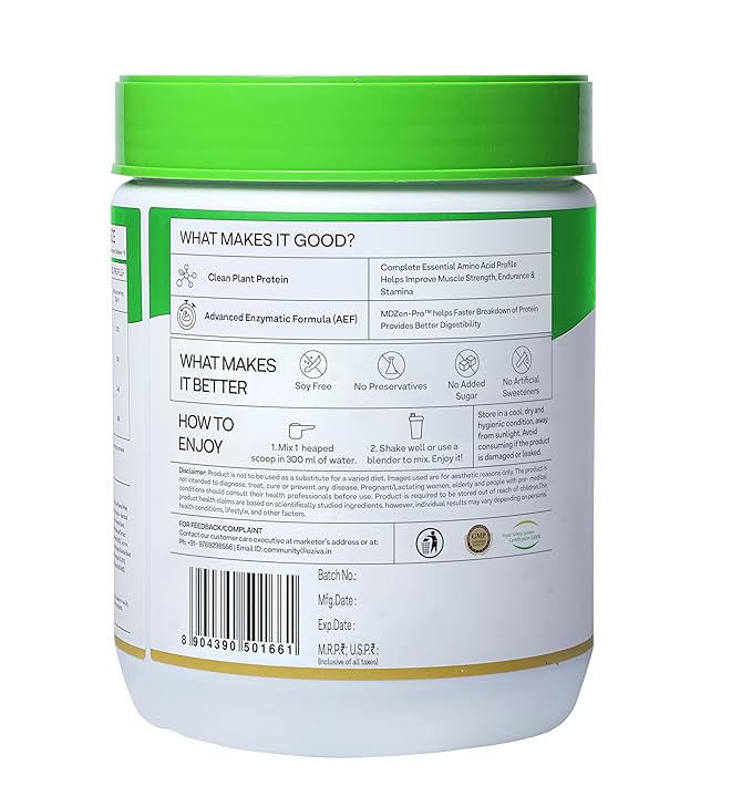 OZiva Bioactive Plant Protein – Malabar Vanilla, 500g (Pack of 2)