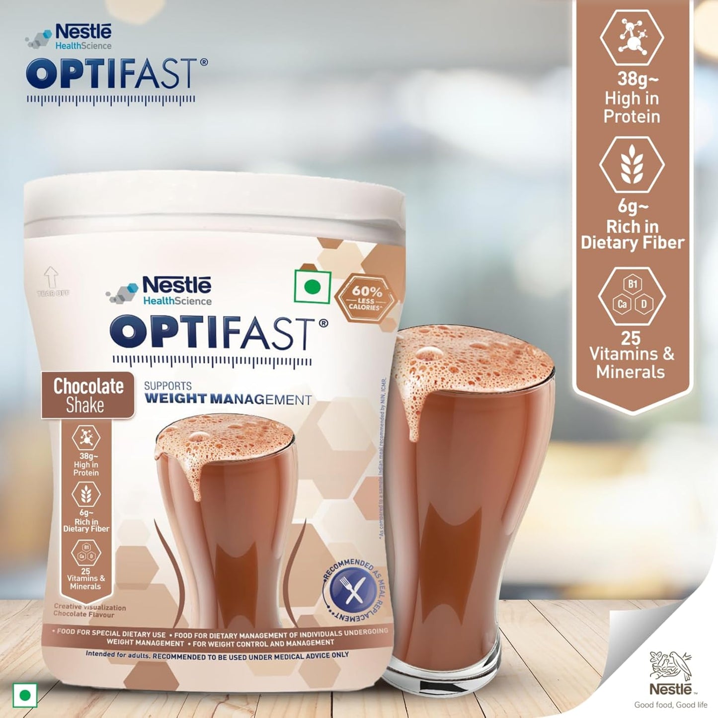 Nestlé Optifast Scientifically Designed Weight Loss Diet, 400g Pet Jar Pack (Chocolate Flavour)