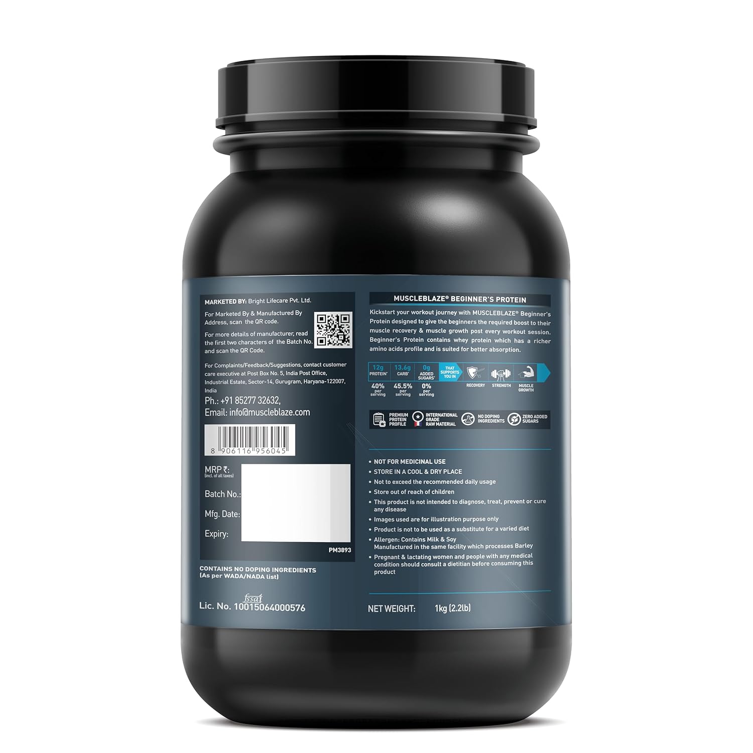 MuscleBlaze Beginner's Protein (Chocolate, 1 kg / 2.2 lb) with Shaker (Pack of 2) | Whey Supplement Powder