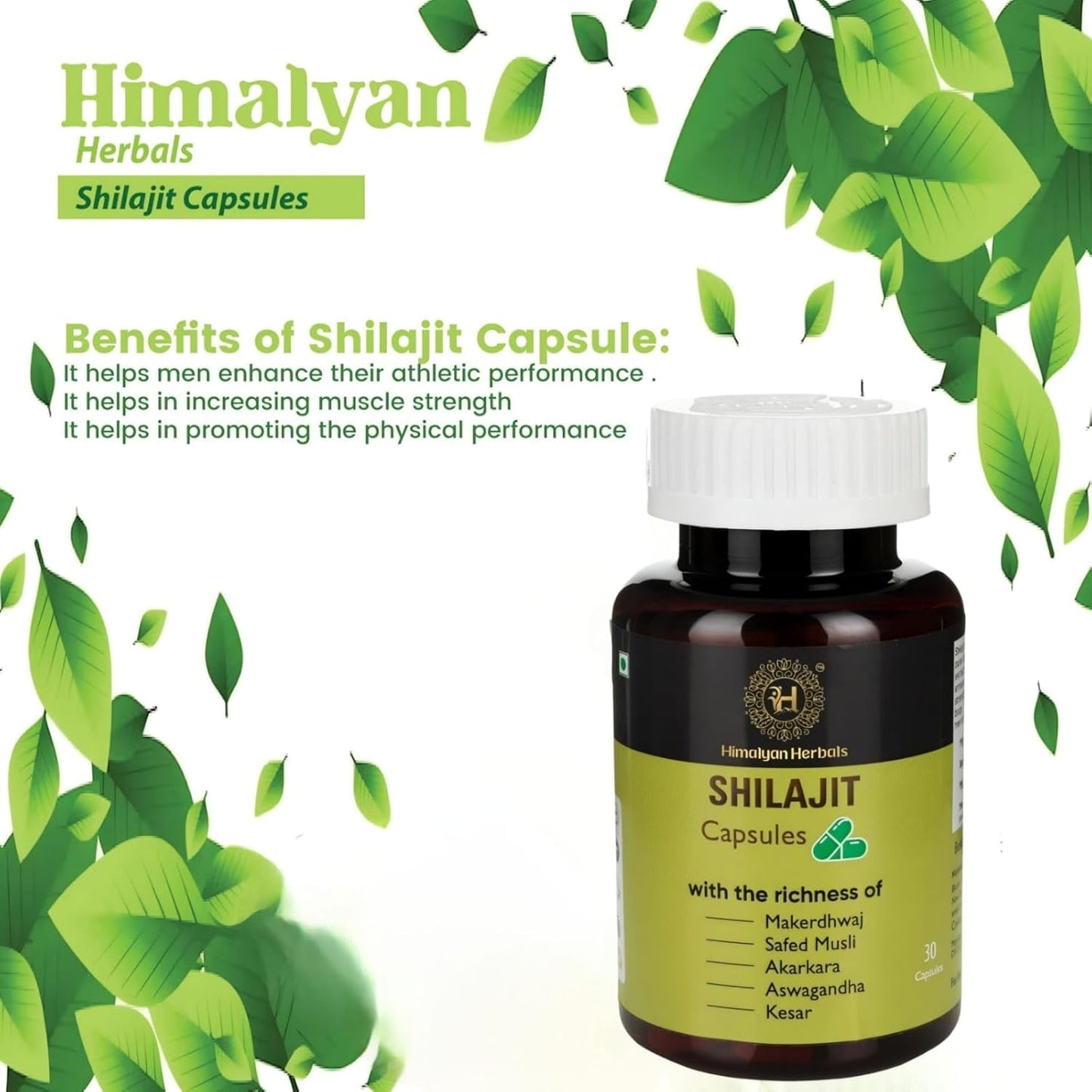 Original Shilajit Capsules | Blend of Kesar, Safed Musli, Ashwagandha & Gokhru | Pure & Natural Shilajeet for Strength, Stamina, Energy & Immunity | 30 Veg Capsules