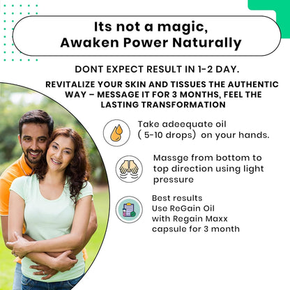 ReGain Maxx Massage Oil for Men - 50ml (3 Bottles) | FDA Approved | 100% Pure & Natural Lift Up Oil Helps to Restores Energy Enriched with Ashwagandha, Chandan, Clove & 35 Herbs