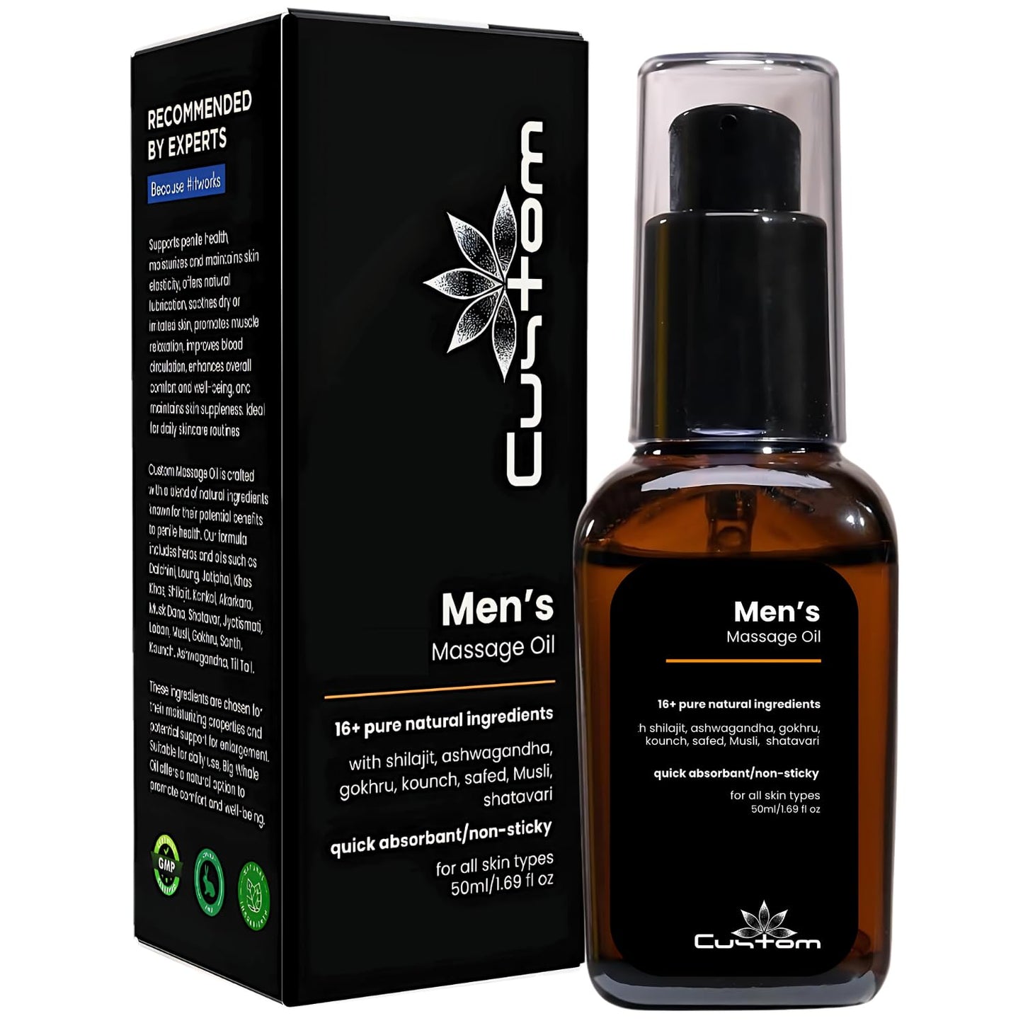Custom Lift-Up Massage Oil for Men 50 ml, With Pure and Natural Ingredients, No side Effects