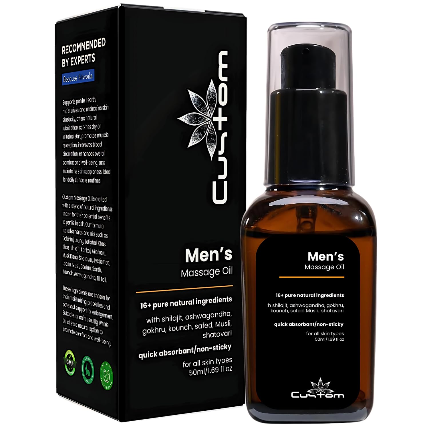 Custom Lift-Up Massage Oil for Men 50 ml, With Pure and Natural Ingredients, No side Effects
