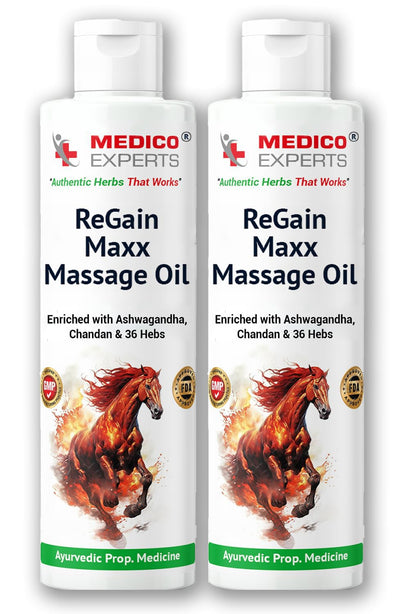 ReGain Maxx Massage Oil for Men - 50ml (3 Bottles) | FDA Approved | 100% Pure & Natural Lift Up Oil Helps to Restores Energy Enriched with Ashwagandha, Chandan, Clove & 35 Herbs