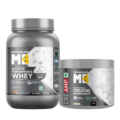 MuscleBlaze Biozyme Performance Whey Protein Powder, Rich Chocolate (1kg / 2.2lbs) | 25g Protein Per Scoop | Clinically Tested 50% Higher Protein Absorption