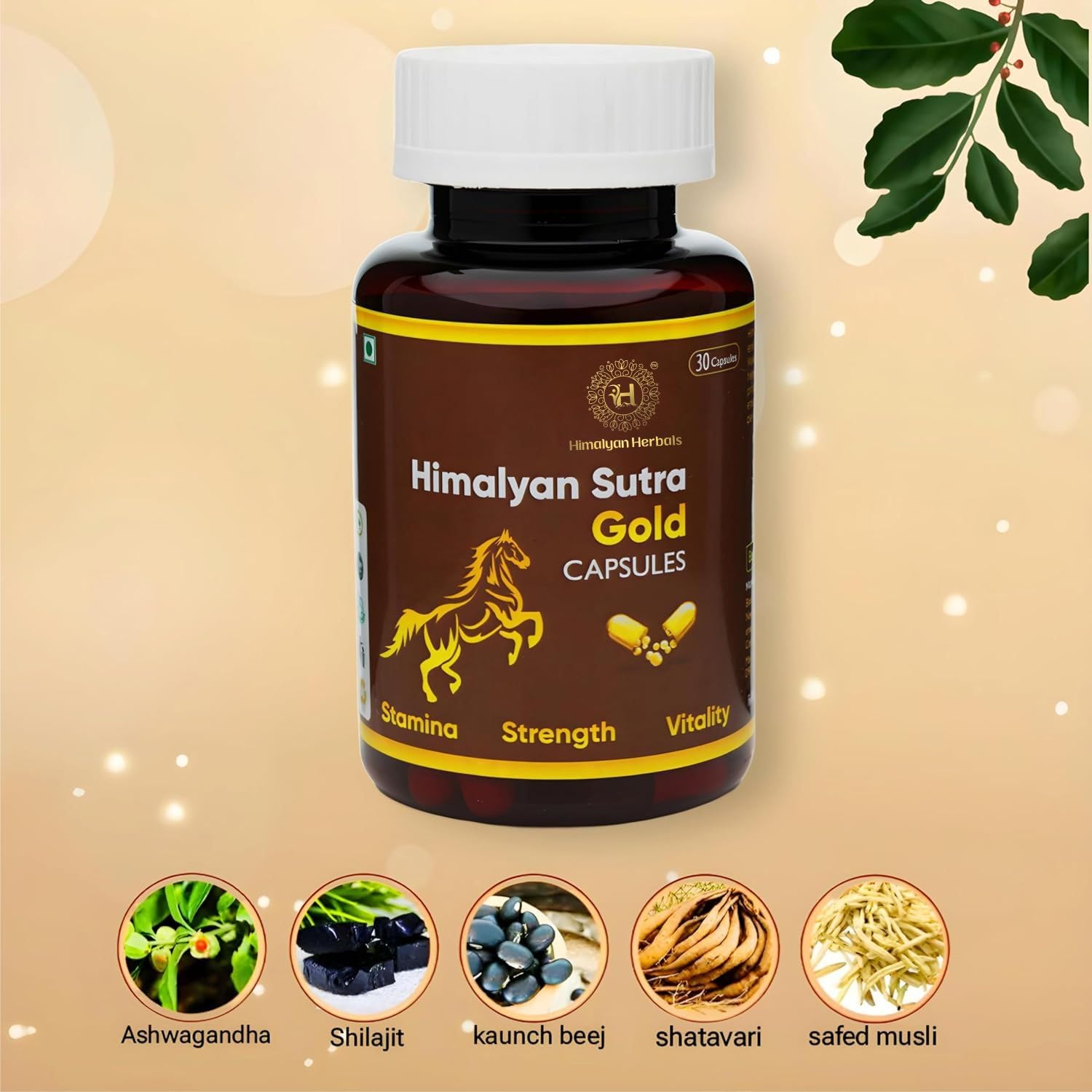 Sutra Gold Capsules & Men’s Massage Oil Combo | 30 Capsules + 30 ml Oil | Natural Herbal Supplement & Vitality Support | Strength & Wellness Care for Men