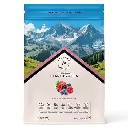 Wellbeing Nutrition Vegan Plant Protein Isolate – Mixed Berry, 500g