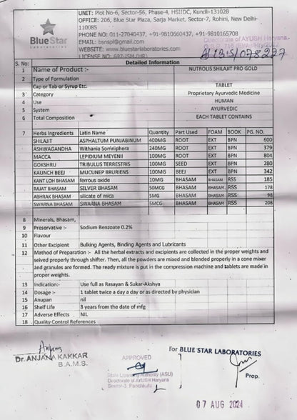 Pure Himalayan Ayurvedic Shilajit Tablet with Better Absorption| Shilajit with Ashwagandha & Gokshura | Boosts Strength,Stamina & Energy | Supports Muscle Growth (60 Tablet)