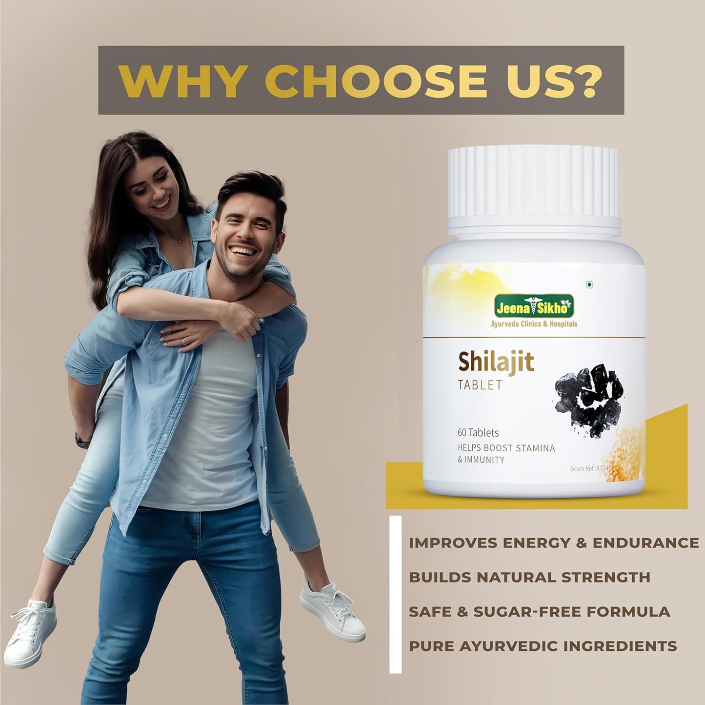 Jeena Sikho Shilajit 60 Tablets | 100% Herbal Supplement, Pack of 2