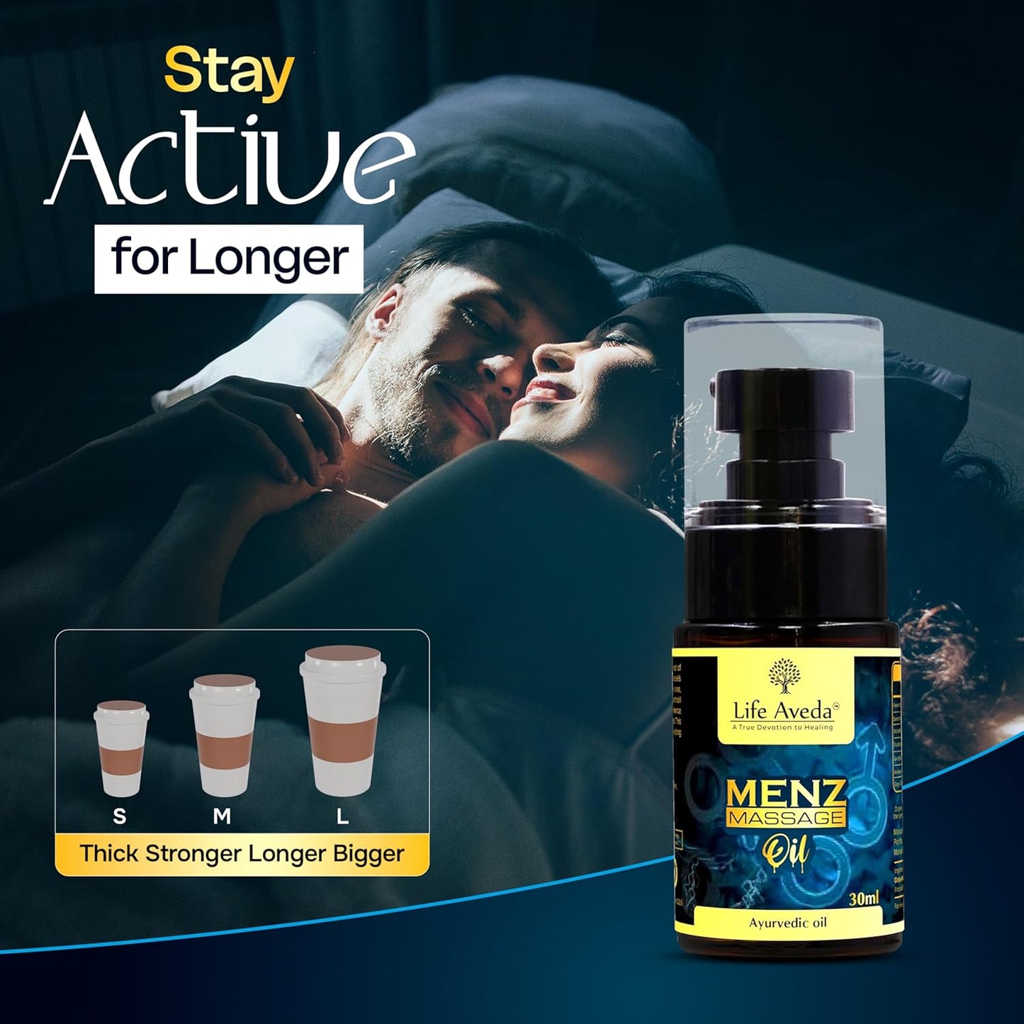 Life Aveda Men'z Message Oil for men - 30ml - Made with Natural ingredients and Skin Friendly Massage Oil