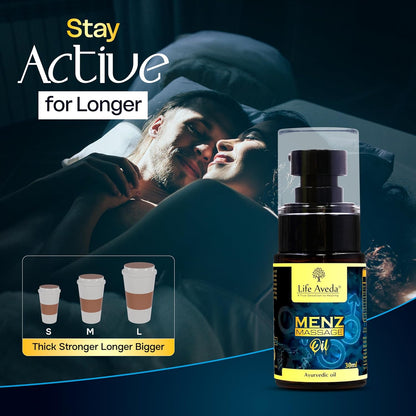 Life Aveda Men'z Massage Oil (30ml) - लिंG को मोटा और लंबा करने का तेल / दवाई- Help to Get you Nunu/लिंG/Ozar* for better Strength and Energy | Pure, Organic and Skin Friendly Oil with Natural Ingredients