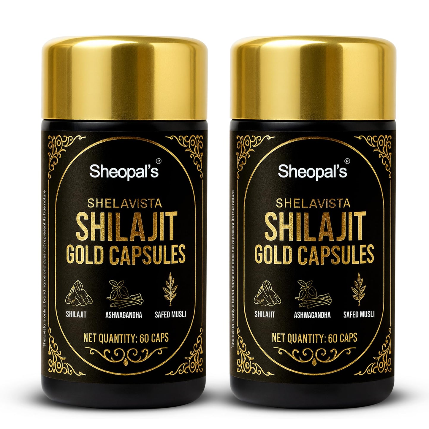Sheopals Shelavista Shilajit/Shilajeet Gold 60 Capsules | For Stamina, Muscle Growth & Energy | Ashwagandha, Gokshura, Safed Musali With Other Action Herbs | 100% Ayurvedic