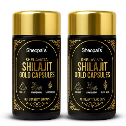 Sheopals Shelavista Shilajit/Shilajeet Gold 60 Capsules | For Stamina, Muscle Growth & Energy | Ashwagandha, Gokshura, Safed Musali With Other Action Herbs | 100% Ayurvedic