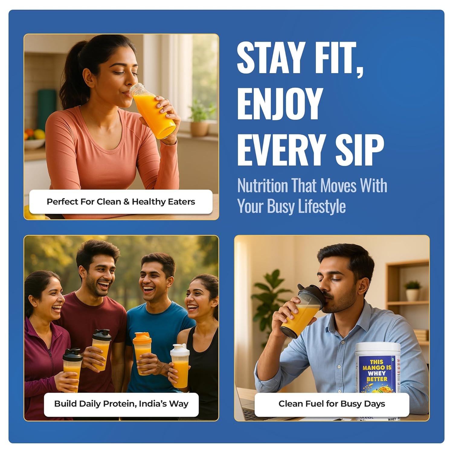 Great Vibes Mango Flavored Whey Protein Concentrate | 25g Protein, 4.5g BCAA & 5B CFU Probiotics & Digestive Enzymes | Zero Sugar Protein Powder for Men & Women For Muscle Gain, Weight Loss & Gut Health