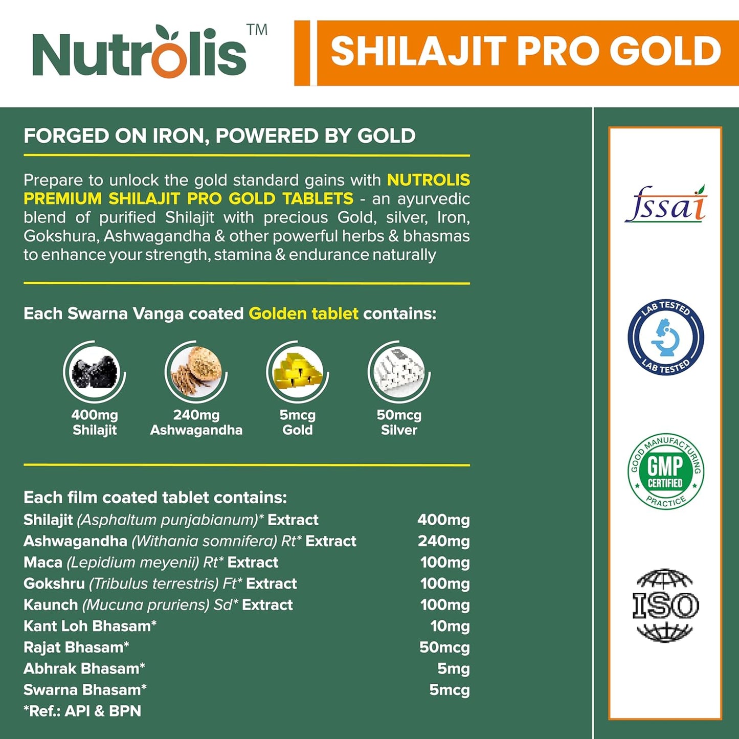 Pure Himalayan Ayurvedic Shilajit Tablet with Better Absorption| Shilajit with Ashwagandha & Gokshura | Boosts Strength,Stamina & Energy | Supports Muscle Growth (60 Tablet)