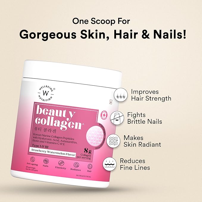 Wellbeing Nutrition Korean Marine Collagen – Strawberry Watermelon (250g)