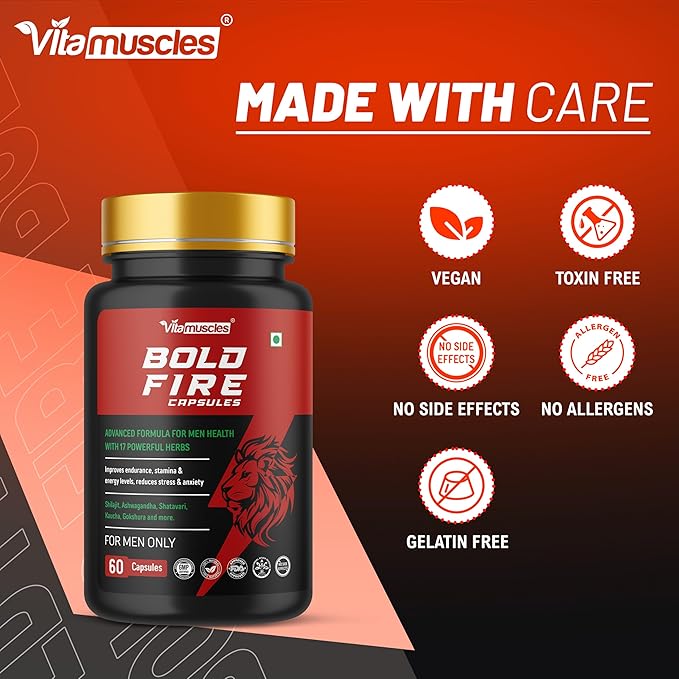 Bold Fire Capsules For Men | For Stamina, Muscle Growth | Ayurvedic Medicine - 60 Capsules