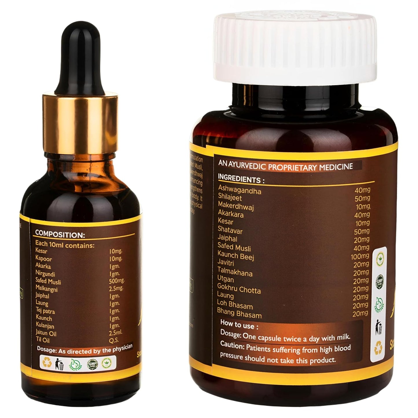 Sutra Gold Capsules & Men’s Massage Oil Combo | 30 Capsules + 30 ml Oil | Natural Herbal Supplement & Vitality Support | Strength & Wellness Care for Men