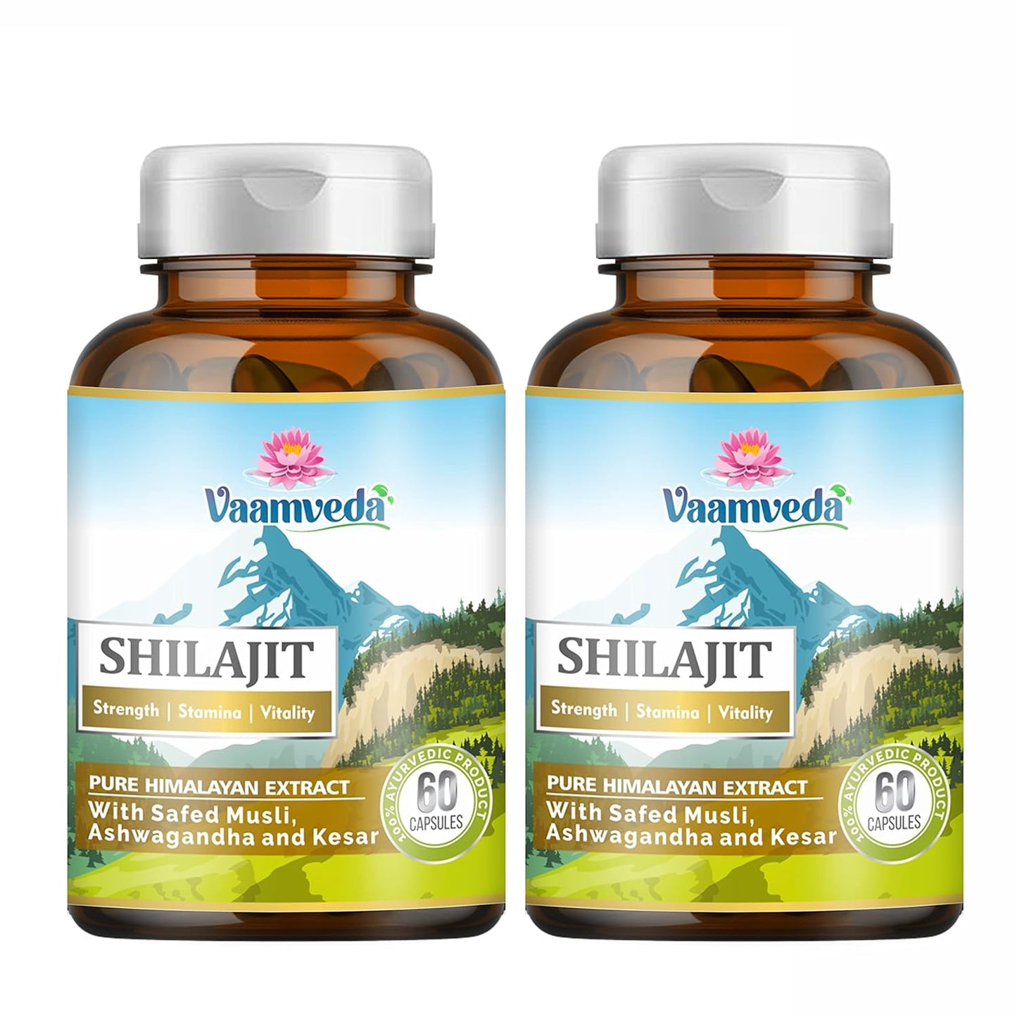 Shuddh Himalayan Original Shilajeet Power Gold Capsules Men with Ashwagandha Shilajith- 120 Shilajit Capsules
