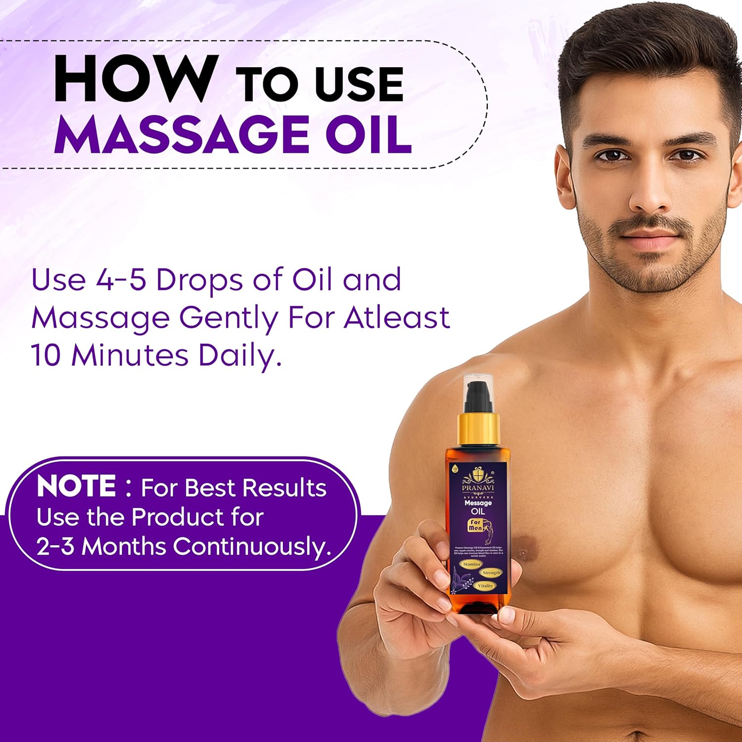 Premium Massage Oil for Men, 100ml | Strength & Energy Booster Oil | Pure & Natural Ingredients | No Side Effects | External Use Only