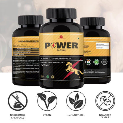 Hours Power Capsule for Men with Ling Mota Lamba Massage Oil | Testosterone Booster Ayurvedic Shilajit Pens Tablets for Long Time Stamina Like Horse (60 Cap & 30ML)