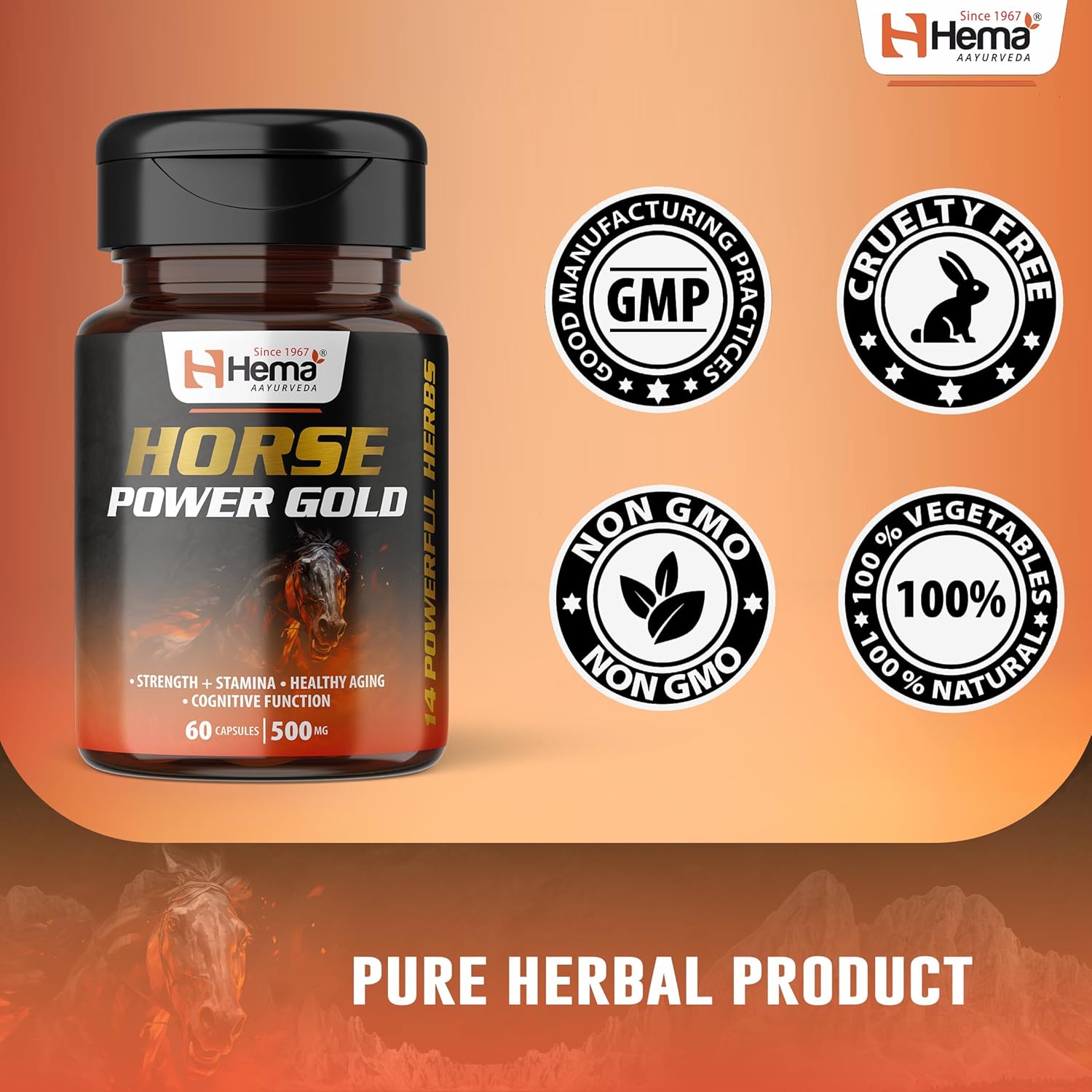 Horse Power Gold Capsule For Men | Enhances Stamina, Energy, and Power | Supports Healthy Testosterone Levels | 60 Capsules | Pack of 1
