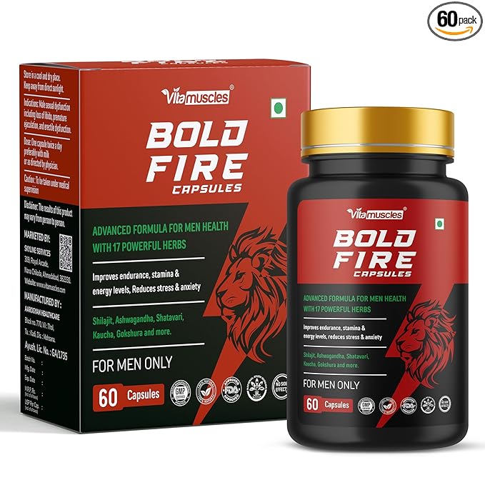Bold Fire Capsules For Men | For Stamina, Muscle Growth | Ayurvedic Medicine - 60 Capsules