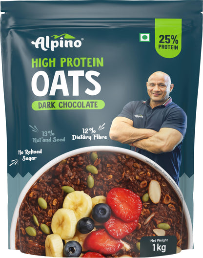 ALPINO 22% High Protein Super Oats Chocolate 2.5kg – Rolled Oats, Natural Peanut Butter, Cocoa Powder, Nuts & Seeds – 22g Protein, Source of Dietary Fibre & Healthy Fats, No Added Sugar & Salt
