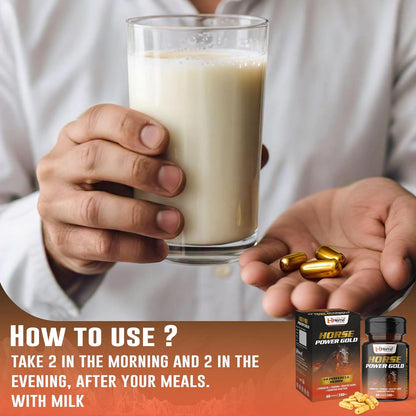 Horse Power Gold Capsule For Men | Enhances Stamina, Energy, and Power | Supports Healthy Testosterone Levels | 60 Capsules | Pack of 1