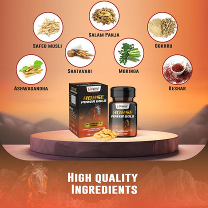 Horse Power Gold Capsule For Men | Enhances Stamina, Energy, and Power | Supports Healthy Testosterone Levels | 60 Capsules | Pack of 1