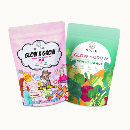 Dr.Su 6-In-1 Supplement Powder | Clear Skin, Strong Hair & Healthy Gut | With Vitamins, Minerals, Antioxidants, Probiotics, Fiber & Adaptogens | Lemon Mint | Sugar-Free | 30 Sachets | Unisex