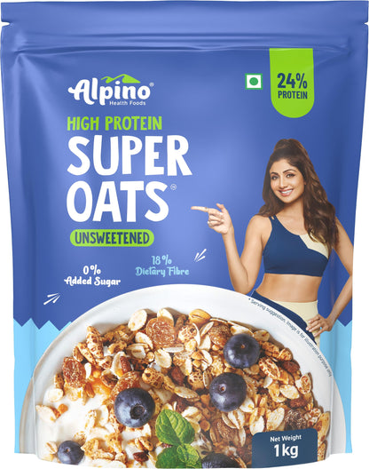 ALPINO 22% High Protein Super Oats Chocolate 2.5kg – Rolled Oats, Natural Peanut Butter, Cocoa Powder, Nuts & Seeds – 22g Protein, Source of Dietary Fibre & Healthy Fats, No Added Sugar & Salt