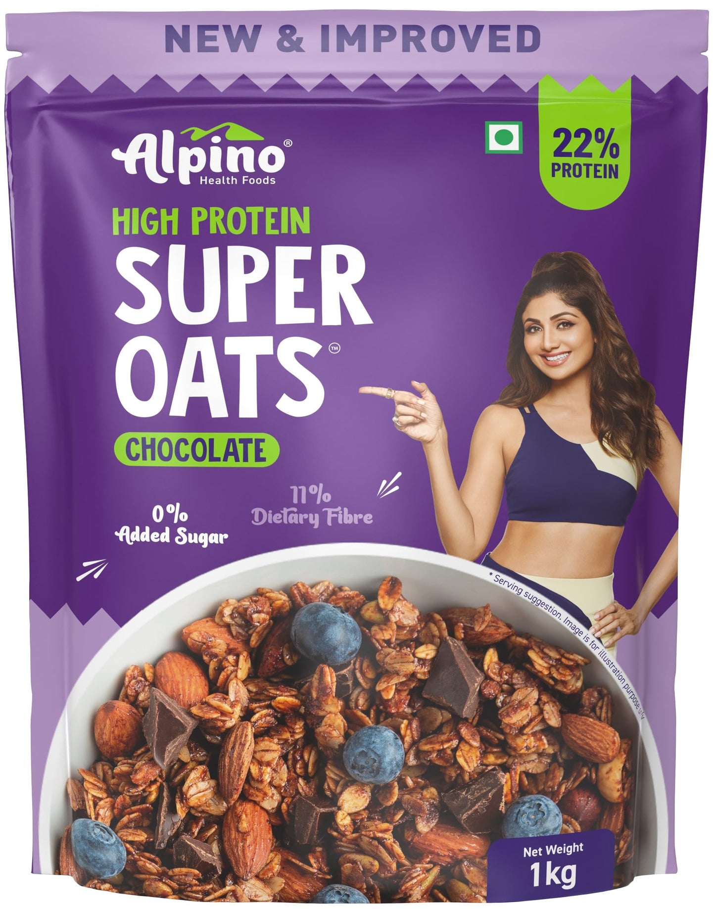 ALPINO 22% High Protein Super Oats Chocolate 2.5kg – Rolled Oats, Natural Peanut Butter, Cocoa Powder, Nuts & Seeds – 22g Protein, Source of Dietary Fibre & Healthy Fats, No Added Sugar & Salt