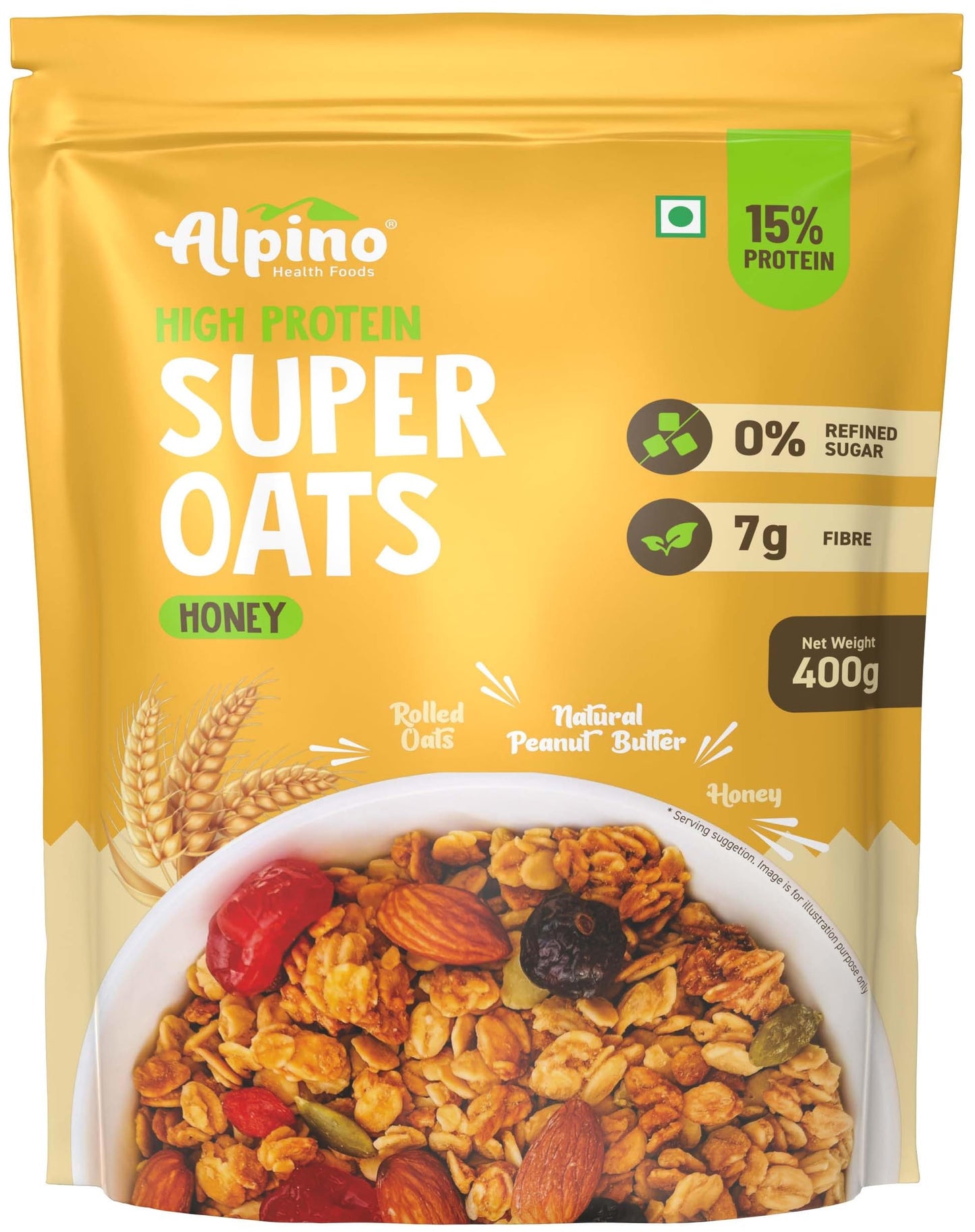 ALPINO 22% High Protein Super Oats Chocolate 2.5kg – Rolled Oats, Natural Peanut Butter, Cocoa Powder, Nuts & Seeds – 22g Protein, Source of Dietary Fibre & Healthy Fats, No Added Sugar & Salt