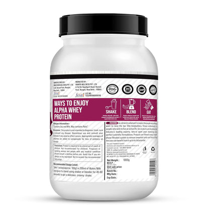 Getmymettle Alpha Whey Protein 1kg Kesar Pista Flavor, 35g Protein Muscle Growth & Rapid Recovery Post-Workout. Budget Friendly, USA Imported Whey