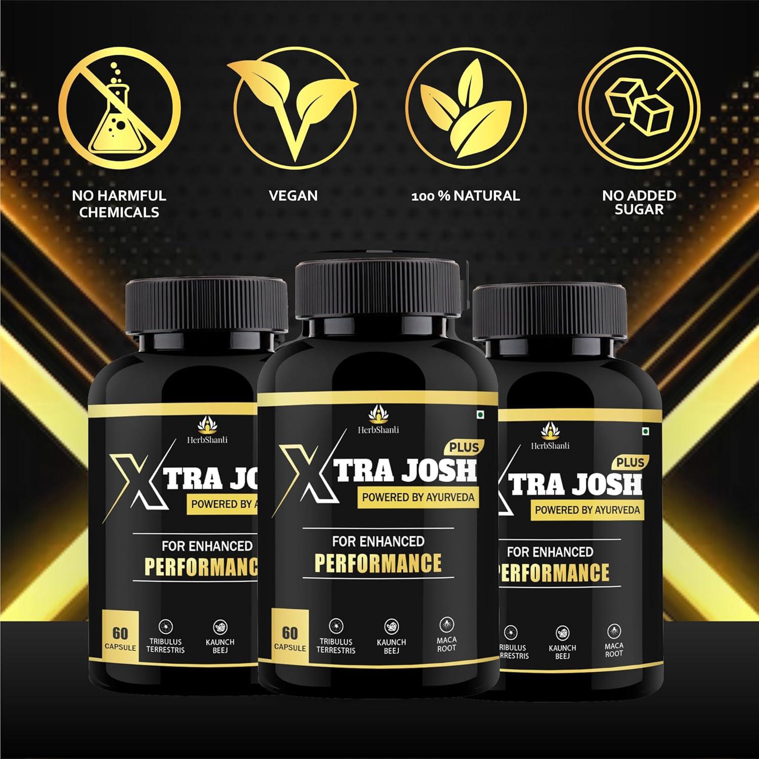 Xtra Josh Plus Ayurvedic Combo | Ling Mota Lamba Tablets & Massage Oil for Men Long | With Shilajit, Ashwagandha, Safed Musli & Gokshura | Power, Timing & Performance Booster (60 Capsules + 30ml ) (Pack of 2)