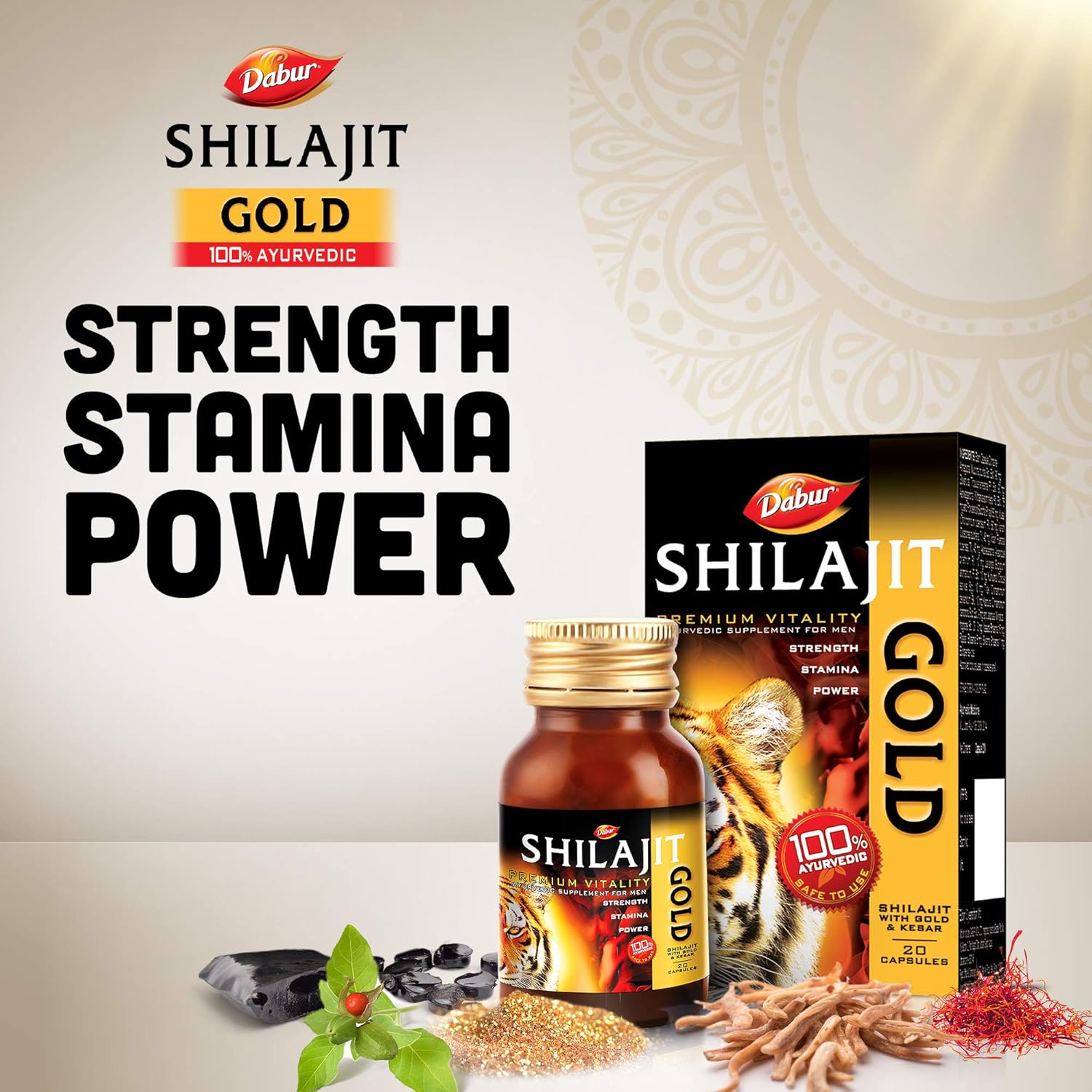 DABUR Shilajit Gold -20 Capsules Himalayan Shilajit Resin - 15G