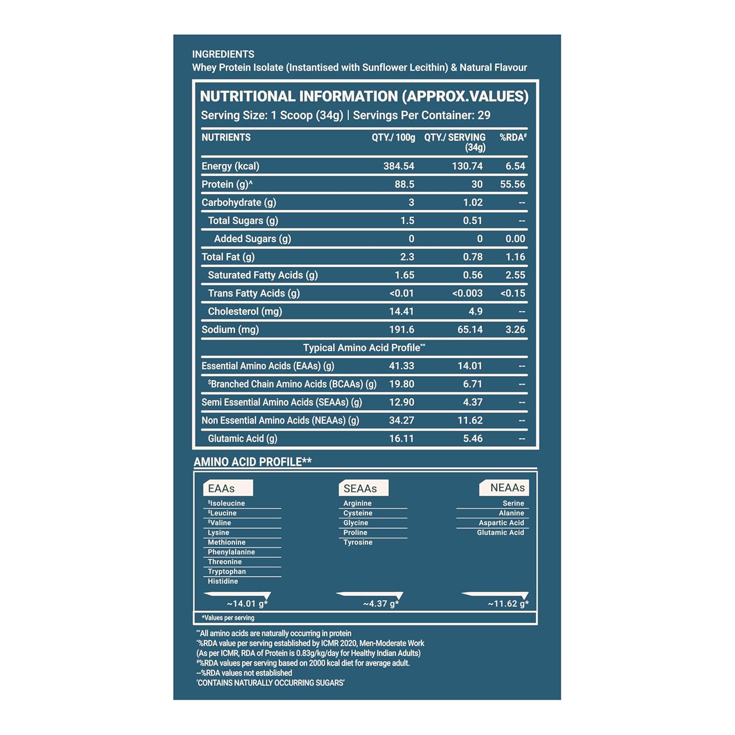 TrueBasics Clean Whey 100% Protein Isolate Powder (Vanilla, 1kg) | 30g Protein per Scoop