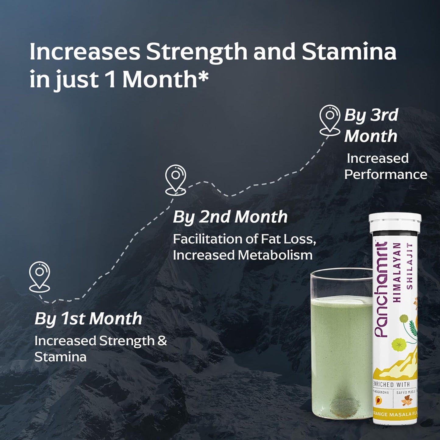 Panchamrit Pure Himalayan Shilajit Effervescent Tablets | 600mg Shilajeet Supplement for Men & Women | Stamina & Energy Booster | 100% Ayurvedic | Ashwagandha, Safed Musli |15 Tablets, Pack of 4